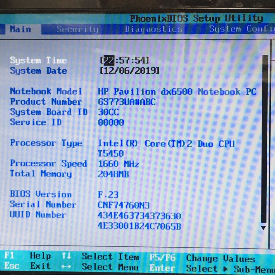 Hp Pavilion dx6500 15.4″ Laptop Core 2 Duo T5450 2GB RAM 120GB Boots/Bios H3008 - Image 2 of 4