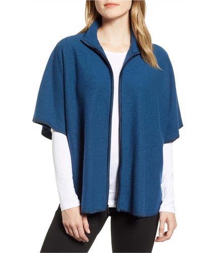 Anne Klein Womens Zip Front Cape Jacket 