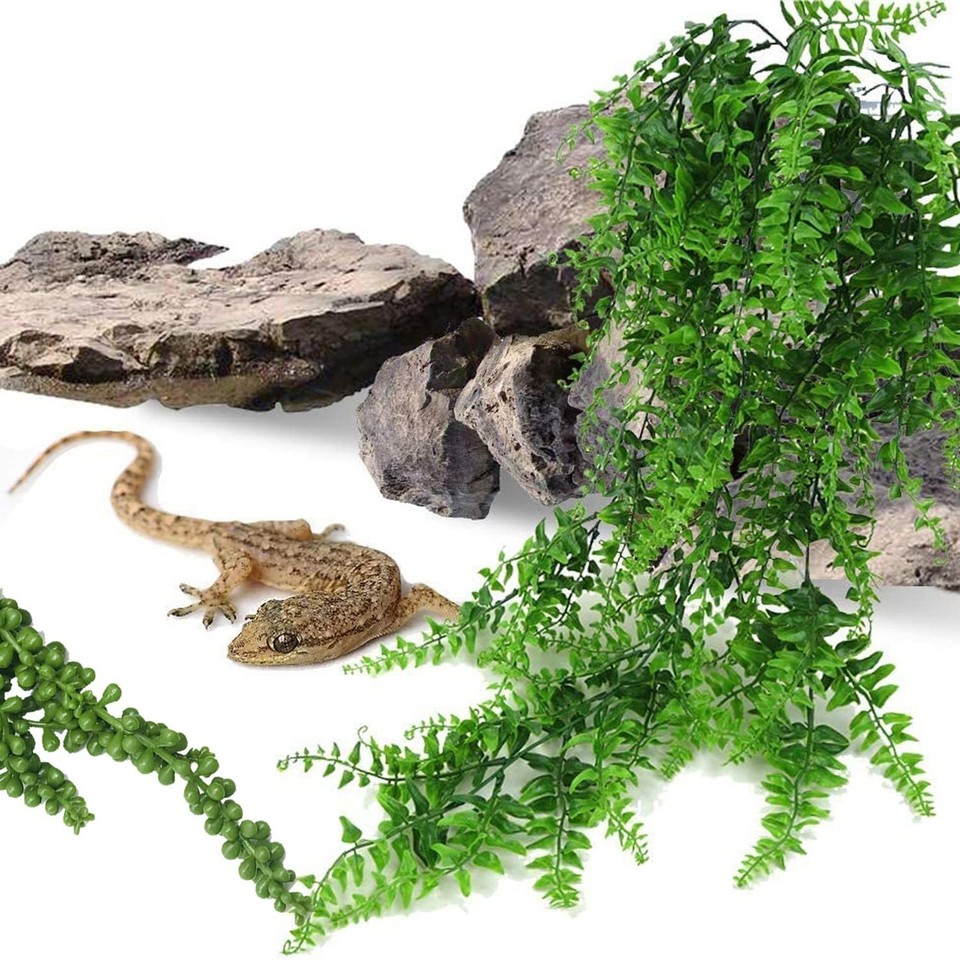 Allazone Bearded Dragon Tank Accessories, 4 PCS Reptile Plants Hanging Climbi... eBay