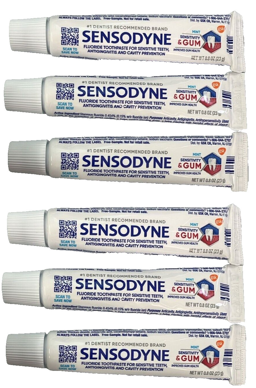 6x Sensodyne Tubes of Sensitive Mouth Toothpaste 0.8oz Tubes