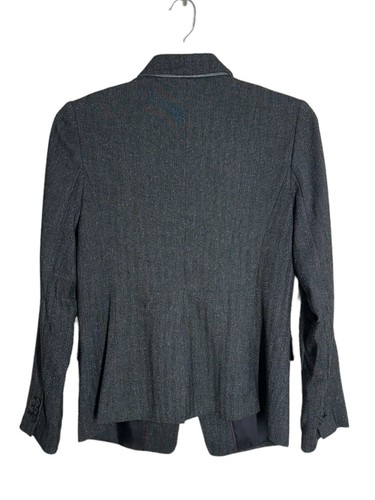 Banana Republic Blazer Womens 10 Black Herringbone One Button Academia Tweed EUC - Picture 3 of 8
