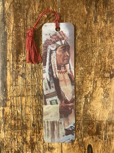 Vtg 1980s Native American Indian Chief Julie Kramer Cole Antioch BOOKMARK 90s!