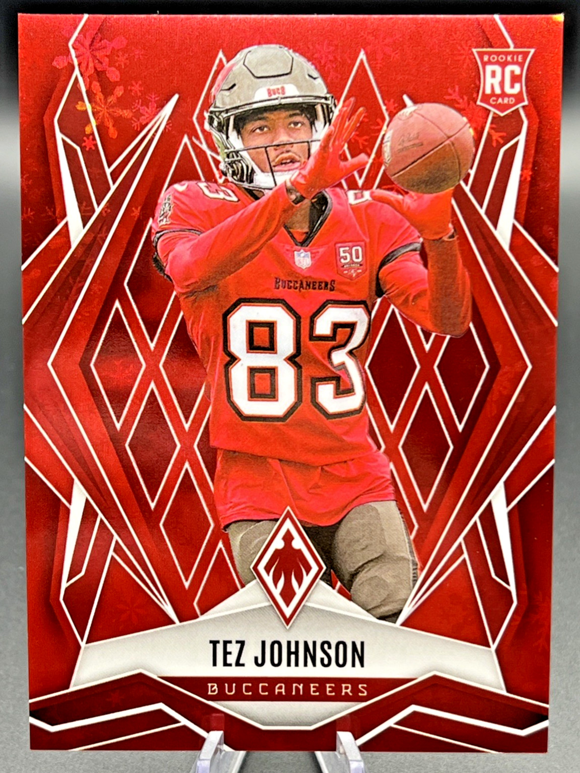 2025 Phoenix Football Tez Johnson #166 Red Winter /399 RC Tampa Bay Buccaneers