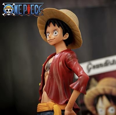 Monkey D. Ruffy Luffy One Piece + 2 Extra Köpfe Anime Figur Modell Sammler 28cm