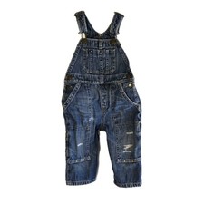 Babygap 1969 Denim Overalls Size 12-18 Months Distressed Snap Leg Opening Gap