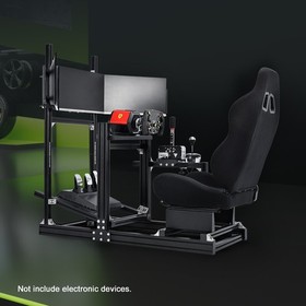 Hottoby 4080 Aluminum Racing Sim Cockpit With Triple Monitor Stand&Seat Fit G920