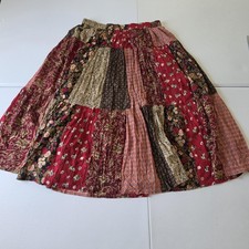 Vintage Whimsy Skirt Womens Large Multicolor Patchwork Floral Boho Maxi Peasant