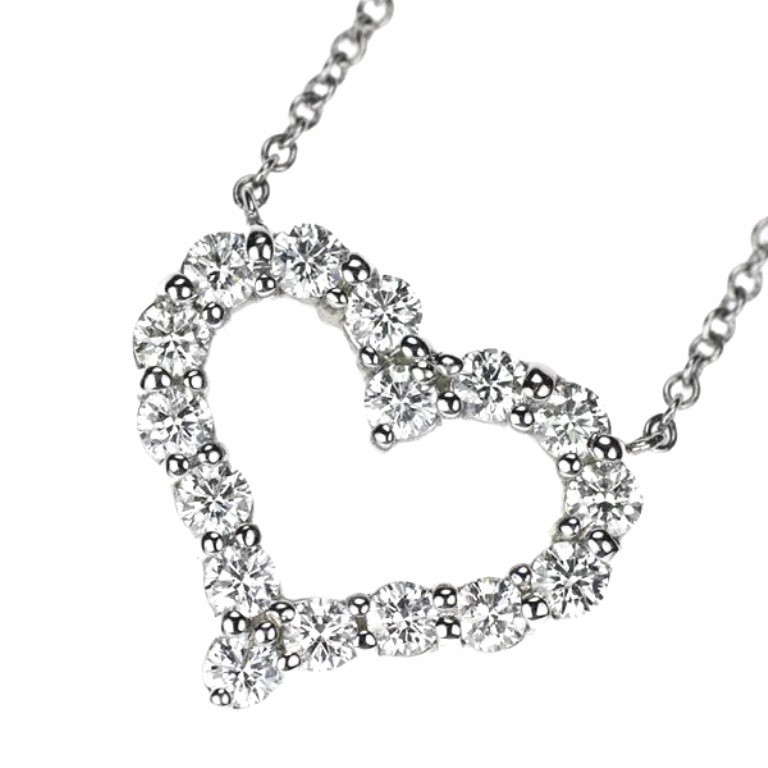 TIFFANY & Co. Platinum .54ct Diamond Heart Pendant Necklace $6,500
