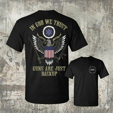In God We Trust Guns Are Just Backup Distressed American Eagle Patriotic T-Shirt