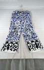 Melloday Women's Wide Leg Pants Blue White Black Abstract Floral Print NWT XL — photo 1