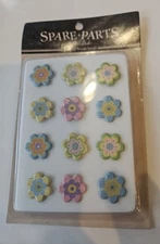 The Paper Studio~Spare Parts Flower Brads 12 pcs #451187 NEW