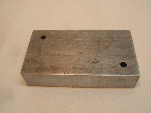 Vintage 1 pcs Aluminum bar stock BLOCK 4 11/16" X 2 9/16" x 1" thick. Has Holes