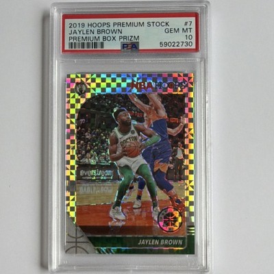 2019-20 Panini Hoops Premium Box Prizm Jaylen Brown #7 Celtics PSA 10 /149