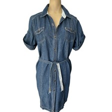 VTG Canyon River Blues Denim Dress Women's Size Large 14/16 Short Sleeve Pocket