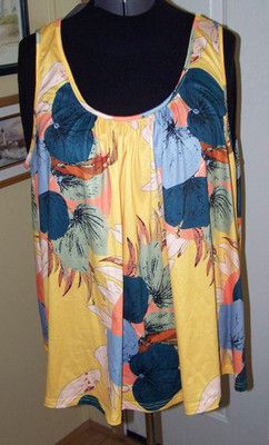 Emery Rose Woman's Yellow Floral Polyester Tank Top Size 3X, NWT