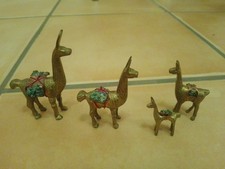Vintage/ Handarbeit/ 4 Bronze Lama/ Alpaca Figuren
