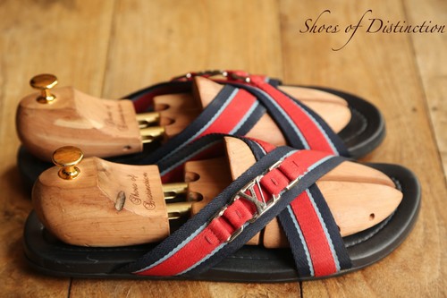 Louis Vuitton Blue Red Canvas LV Sandals Sliders Shoes Mens UK 11.5 US 12.5 - Picture 4 of 12