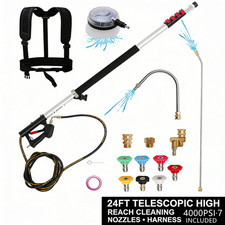 24ft Telescopic Pressure Washer Lance 4000Psi Gutter Roof Cleaning Kit