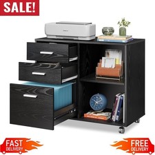3-Drawer Wood File Cabinet Mobile Lateral Filing Cabinets Printer Stand Home New
