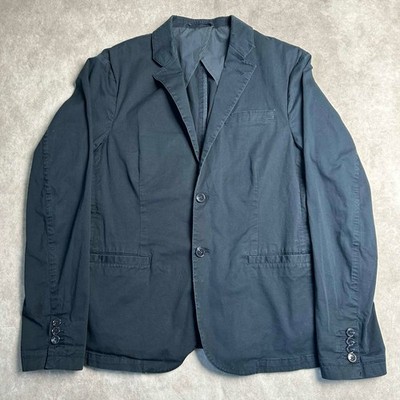 Armani Exchange Mens Black Cotton Stretch Two Button Blazer Jacket Size 40 flaw*