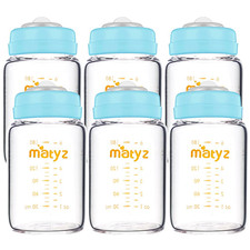 Glass Breastmilk Storage Bottles, 6 Pack, 6 Oz, Compatible with Spectra Medela B