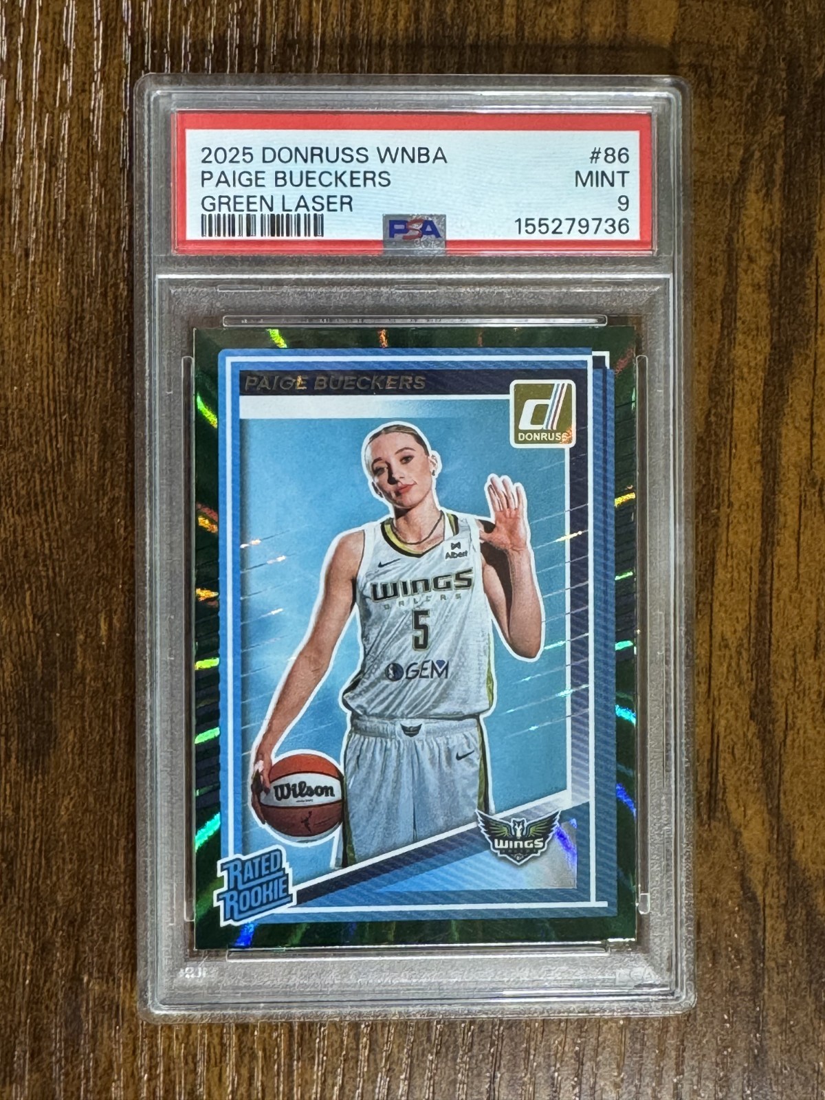 2025 Donruss WNBA Paige Bueckers Green Laser PSA 9