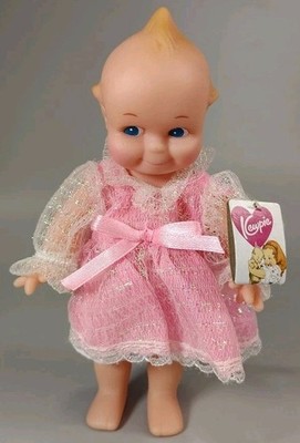 Little Kewpie Doll w/ Tags Dress Baby's First Wings 8'' Pink White Shimmer Vinyl