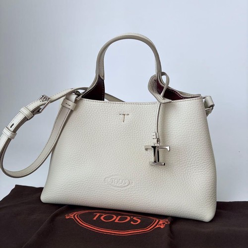 Tods T Timeless Micro Shoulder Bag Leather Cream Off White 2 Way