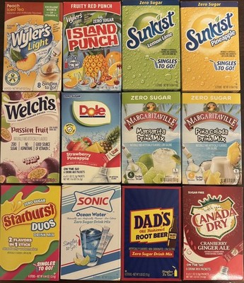 50 PACKET VARIETY Wyler s/Starburst/Sunkist/ and MORE - SINGLES TO GO-NO BOXES!!