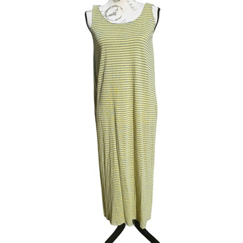 Vestido midi a rayas jersey 100 % lino cuello redondo libélula Eileen Fisher talla XS - Imagen 1 de 8