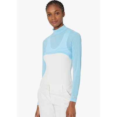 Jamie Sadock Sunsense Womens Long Sleeve Crop Top Solar Protection Blue Size L