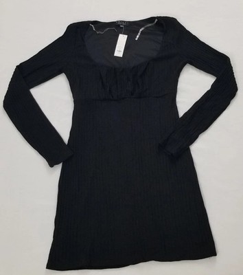 NWT Trixxi Womens Black Ruffled Bodycon Mini Dress Sz XL Long Sleeve Francescas
