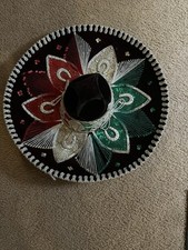 Vtg Pigalle XXXXX 24" Mexican Sombrero Mariachi Hat blackVelvet multi. handmade