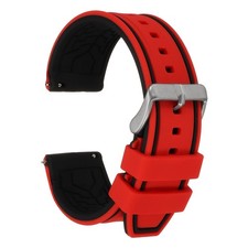 Silicone Watch Bands 24mm Soft Quick Release Watch Band, Red Black