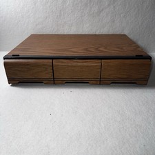 Vintage Faux Wood 3 Drawer 42 Cassette Tape Storage Case Organizer Retro 1980s