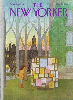 New Yorker cover Martin college campus kiosk 3/26 1979
