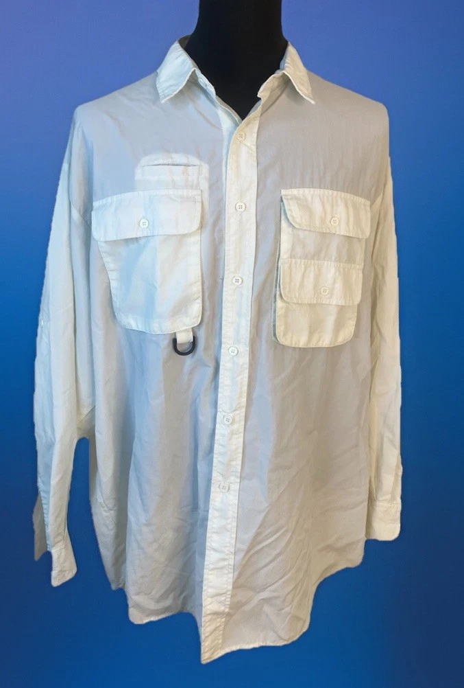 Orvis Fishing Shirt Men's XXL White Vented Performance Rolled Tab Long Sleeves