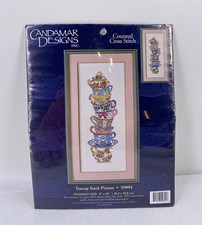 Vintage Candamar Designs Teacup Stack Counted Cross Stitck Kit 50804 Sealed 1999