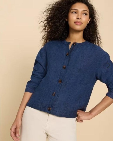 Women White Stuff Sweater Navy Linen 46
