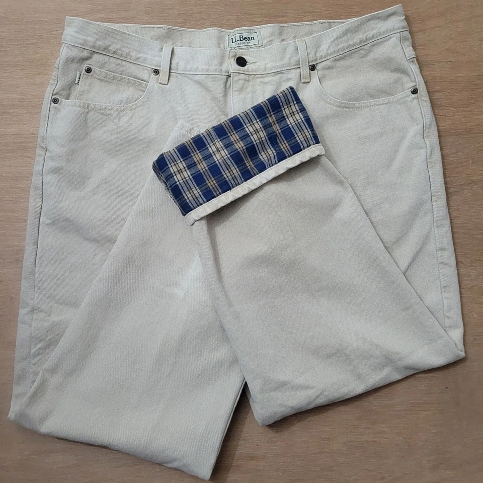 Мужские джинсы LL Bean с двойной флисовой подкладкой классический крой размер 40x30 мужские отбеливатель - Изображение 2 из 4