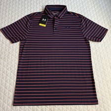 Under Armour Blue /orange Striped The Playoff Polo Golf Performance Men  s M NWT