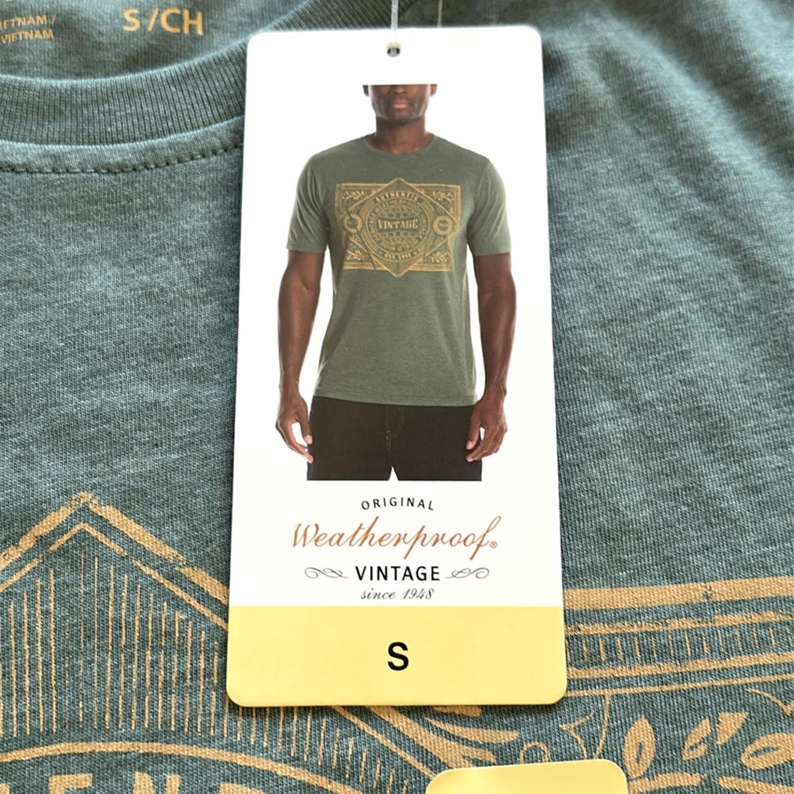 Original Weatherproof Vintage Mens Graphic Casual T-Shirt Green Size-Small 3890₽
