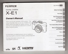 Fuji Fujifilm X-E1 Genuine Camera Instruction Manual / User Guide In English