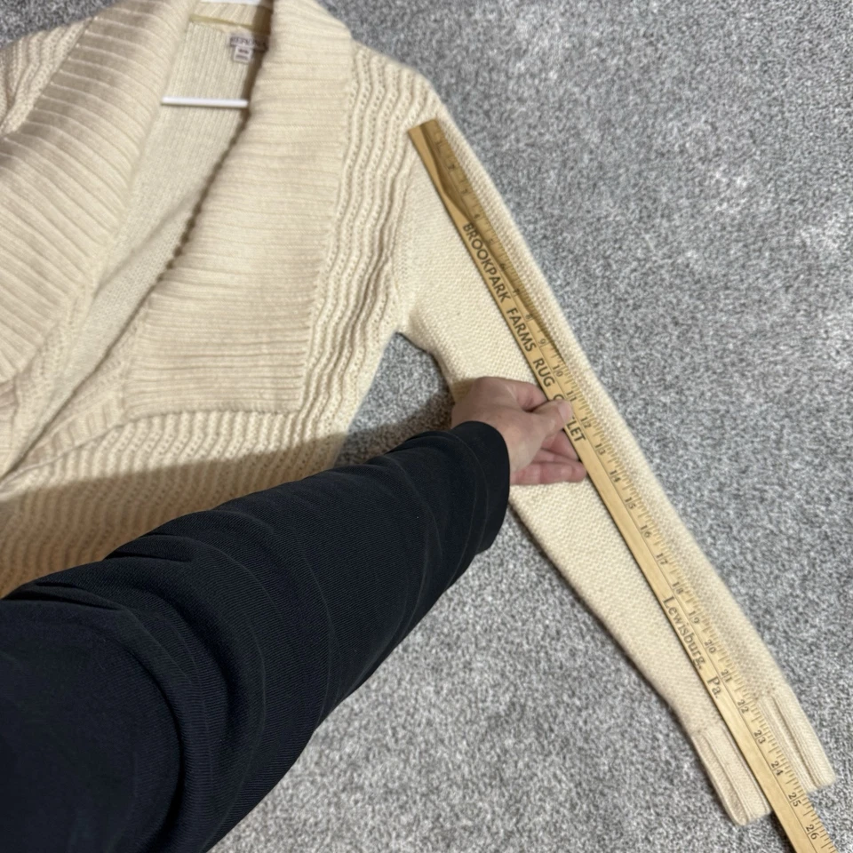 Cárdigan suéter Grandmacore para mujer talla mediana frente abierto acogedor cuello chal acogedor Foto 4 de 4