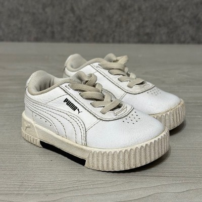 Puma Carina White Leather Toddler Sneakers Shoes 373604-11 Size 5C