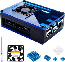 Raspberry Pi 4 Case with Fan Cooling , 4 Pcs Aluminum Heat Sinks , Case for Rasp