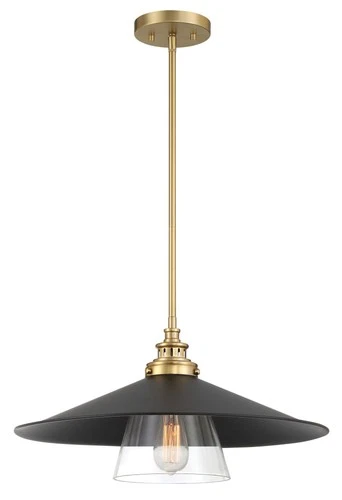 Minka Lavery 1406 Segan 1 Light 20"W Pendant - Coal / Soft Brass - Picture 4 of 8