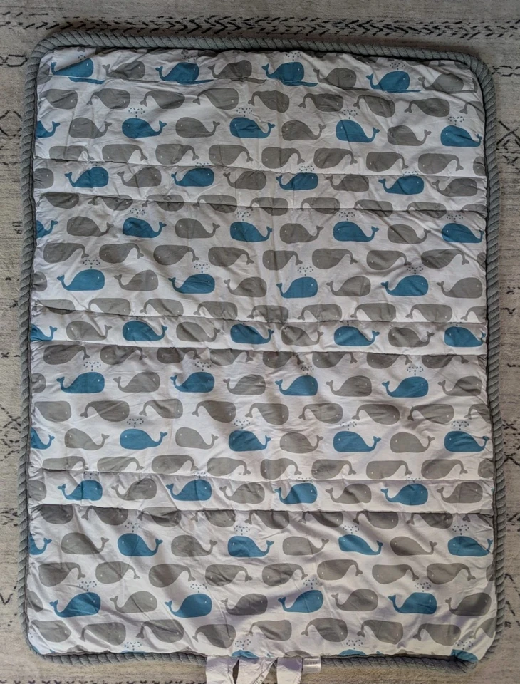 🔥Manta Edredón Bebé Rayas Náuticas Recién Nacido Ballenas Anclas Foto 3 de 4