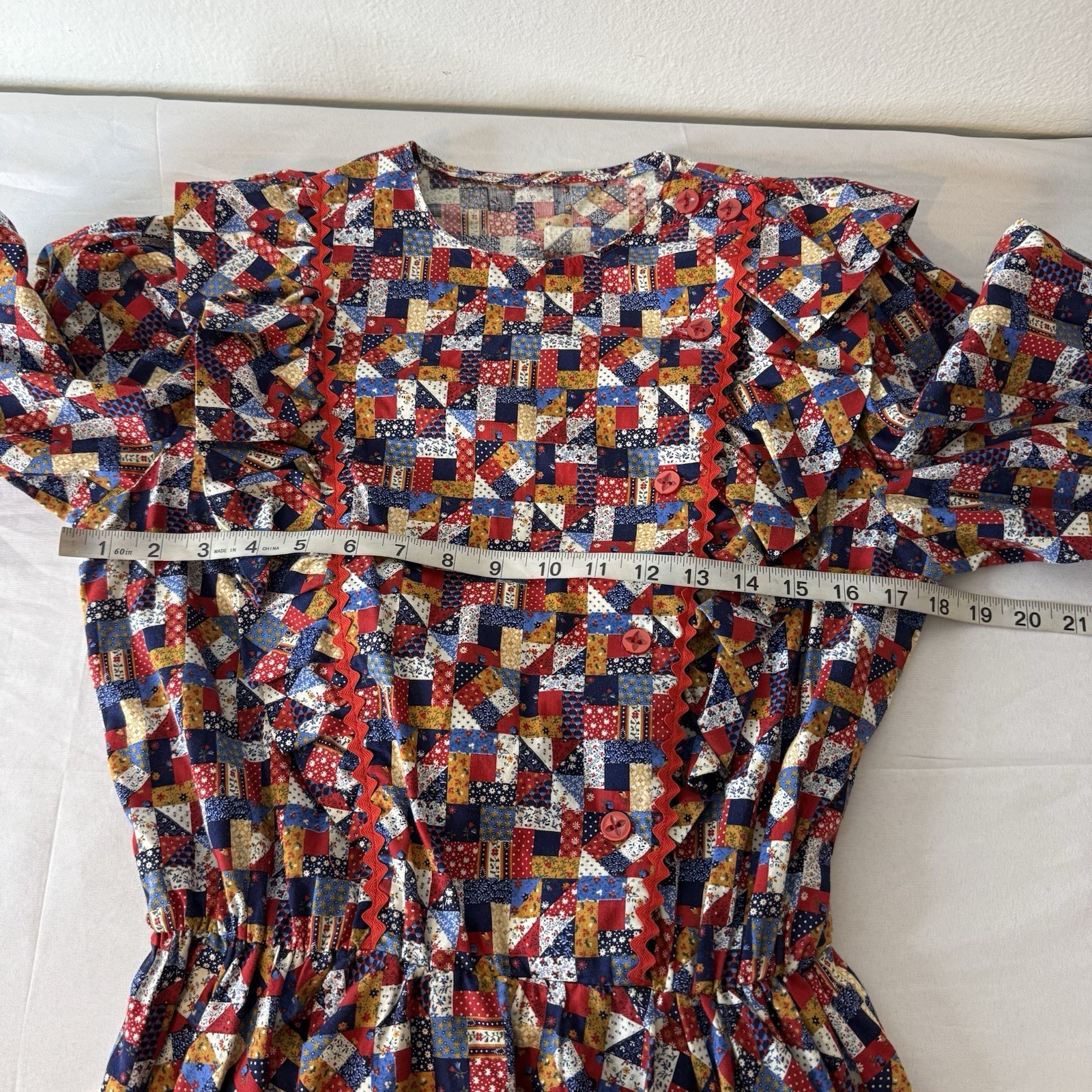 Retro Handmade Square Line Dancing Patchwork Prin… - image 7