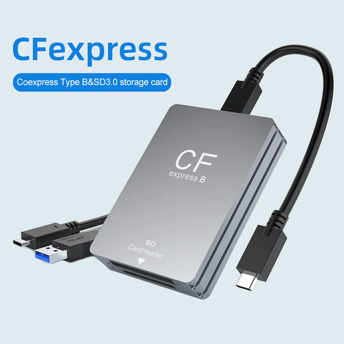 2 in 1 CFexpress Type B SD Card Reader Portable CF Express Reader USB3.2 10Gbps Dual-Slot SD Memory Card Adapter for Windows SLR - 7